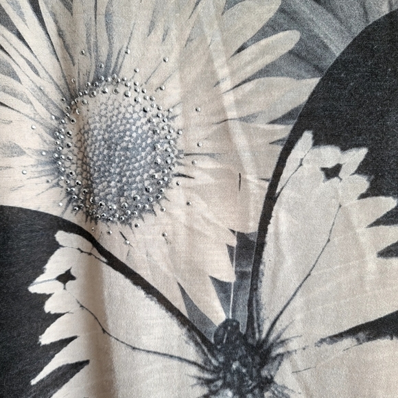 Faded Glory peach cap sleeve butterfly screen print tee w/rhinestone details Med - Picture 4 of 9